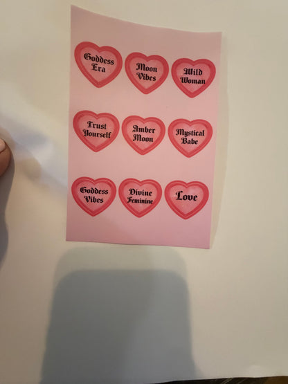 Amber Moon Conversation Heart Stickers