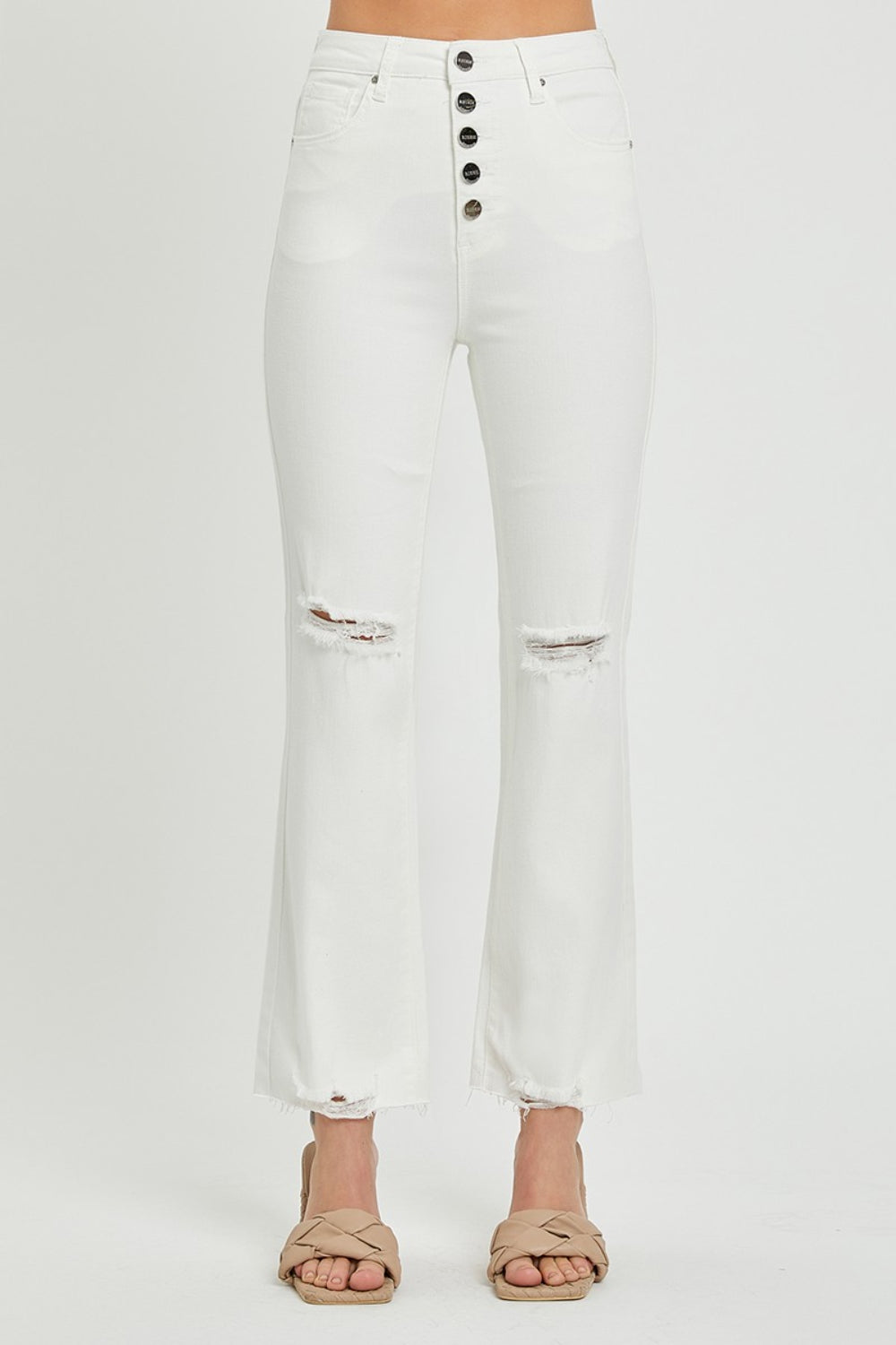 Renna Button Fly White Jeans