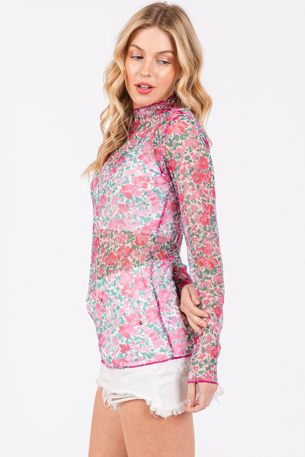 Amber Moon Revival: Mesh Floral Layering Top