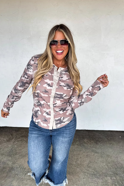 PREORDER: Kori Snap Button Waffle Top