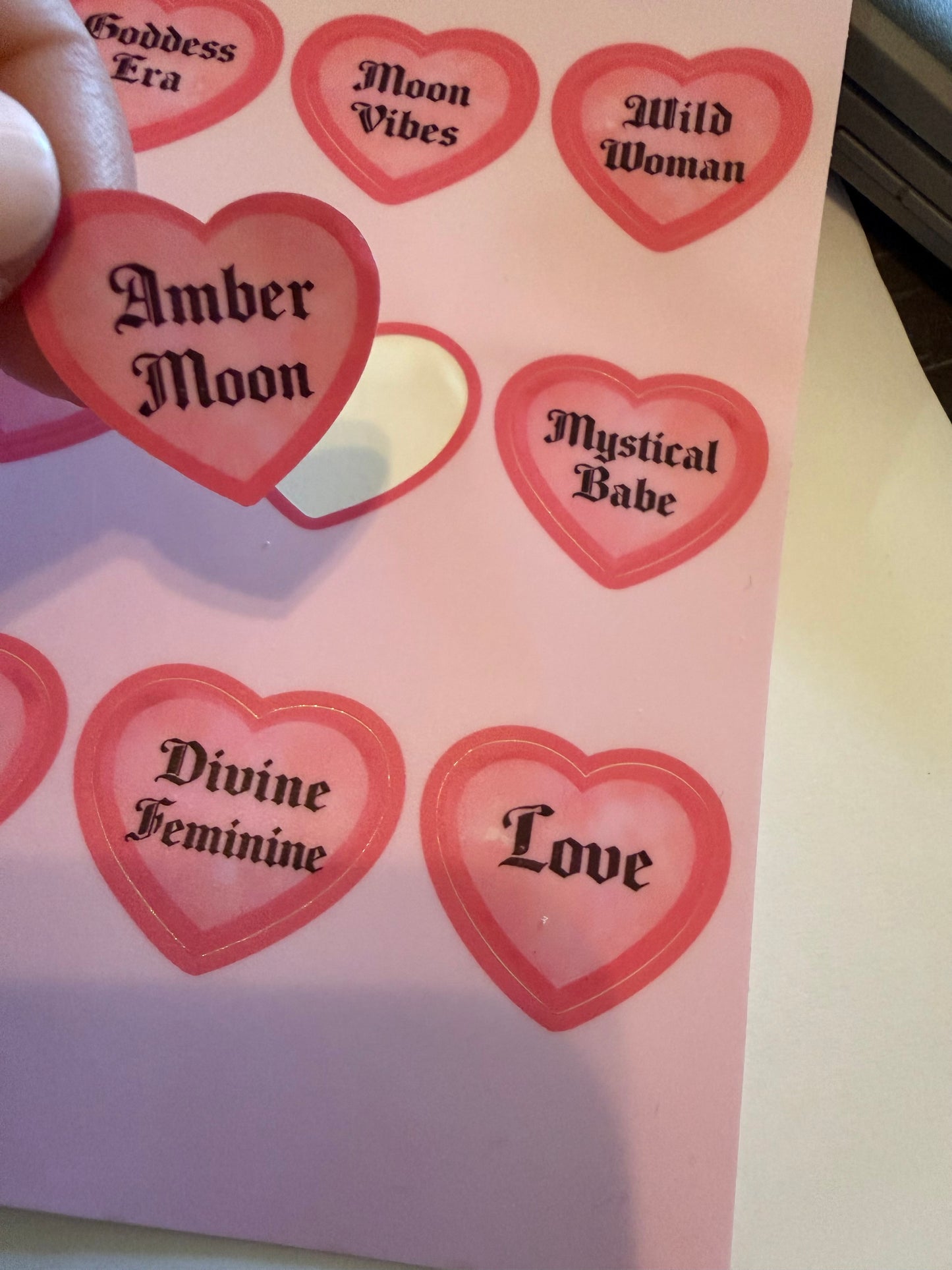 Amber Moon Conversation Heart Stickers