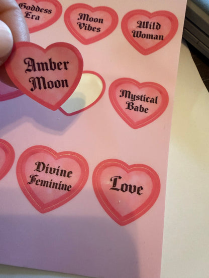 Amber Moon Conversation Heart Stickers