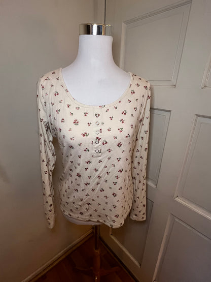 Amber Moon Revival: Built in Bra Pink Floral Thermal Top