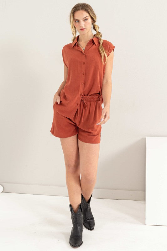 Linen Shorts Set