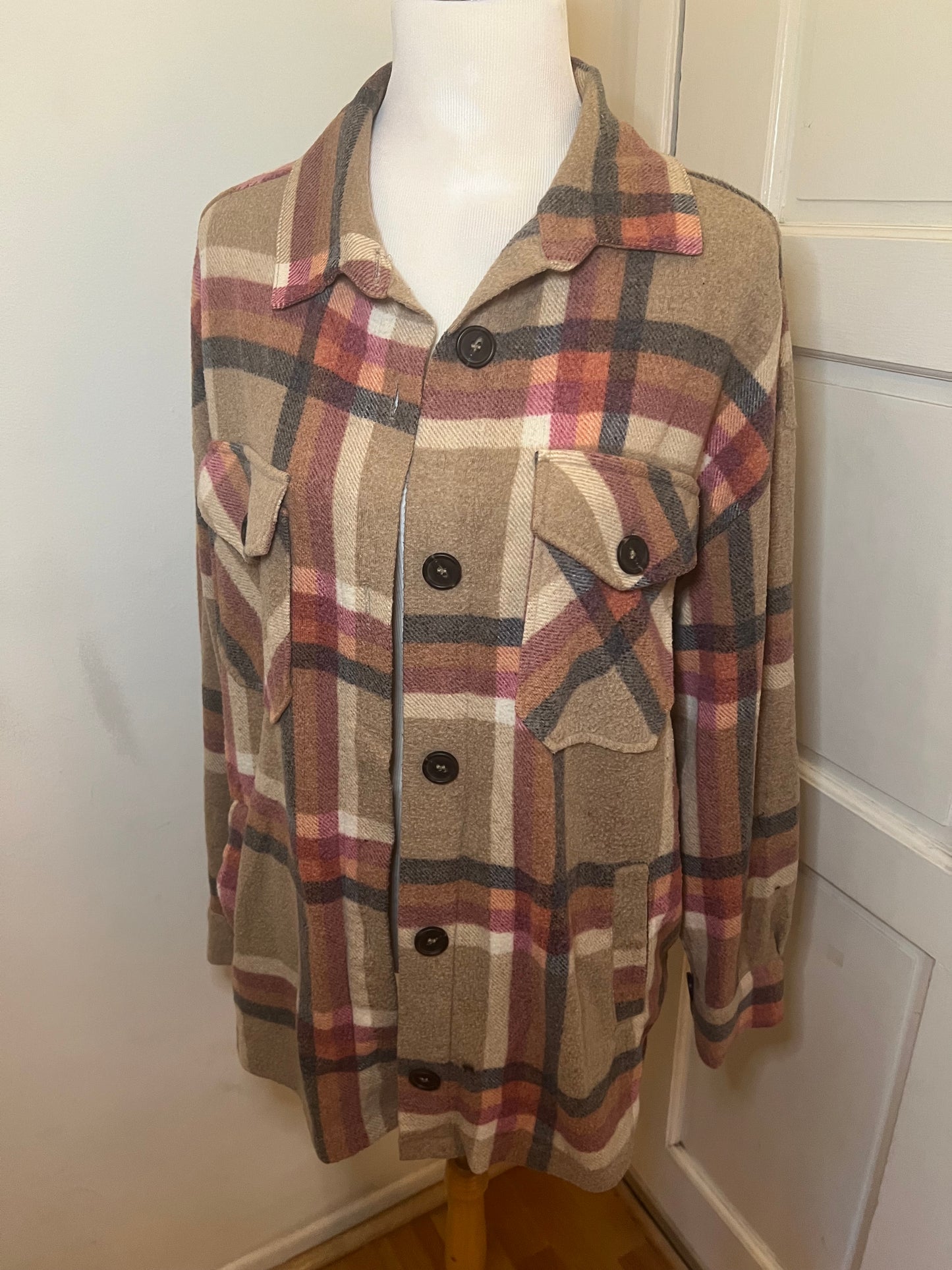 Amber Moon Revival: Rust and Tan Plaid Shacket