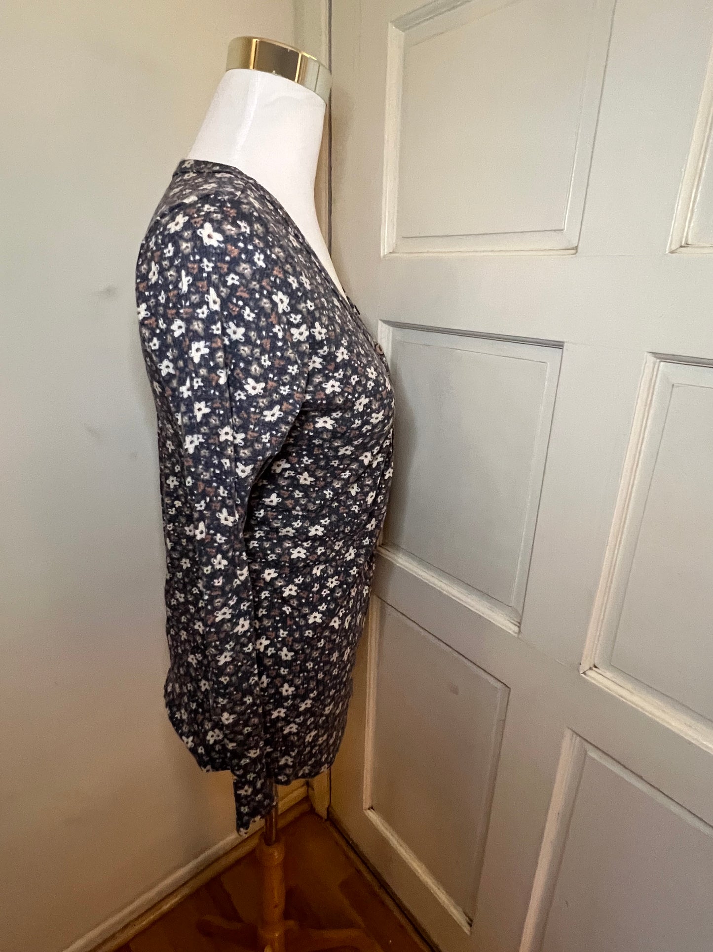 Amber Moon Revival: Navy Floral Henley Thermal