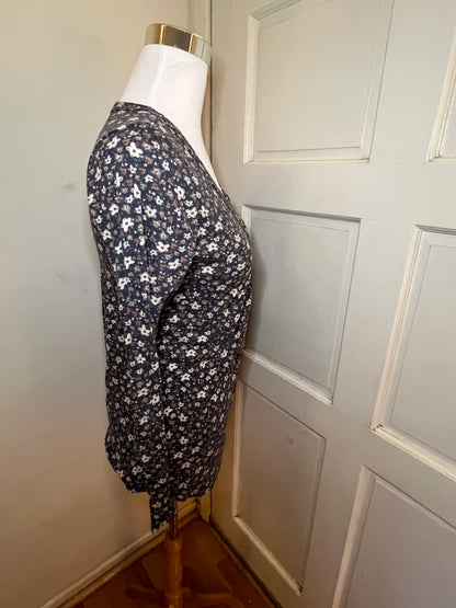 Amber Moon Revival: Navy Floral Henley Thermal