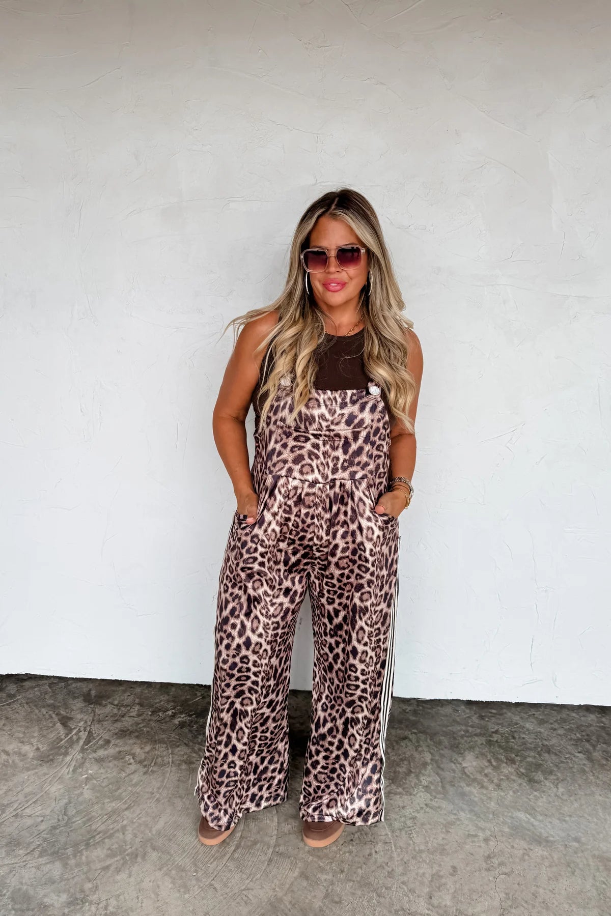 PREORDER: Karli Silky Leopard Overalls