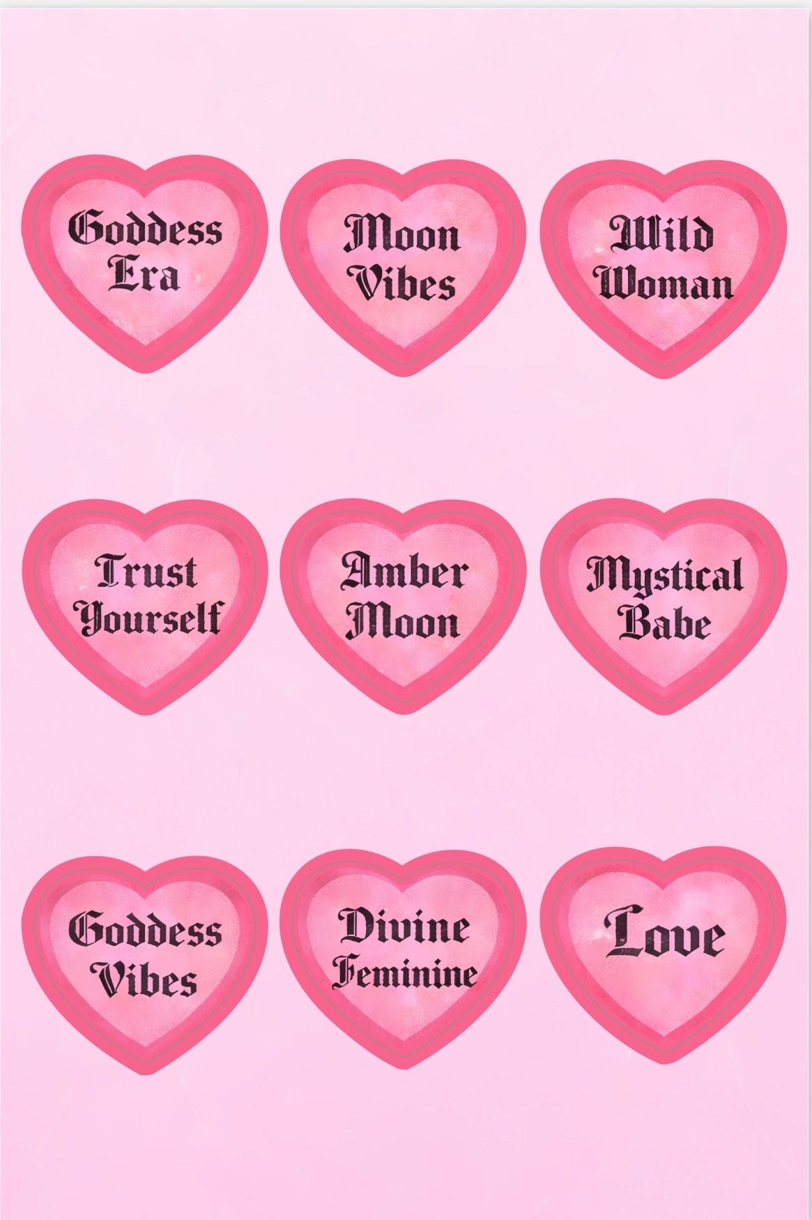 Amber Moon Conversation Heart Stickers