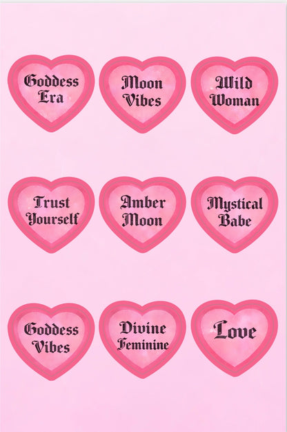 Amber Moon Conversation Heart Stickers
