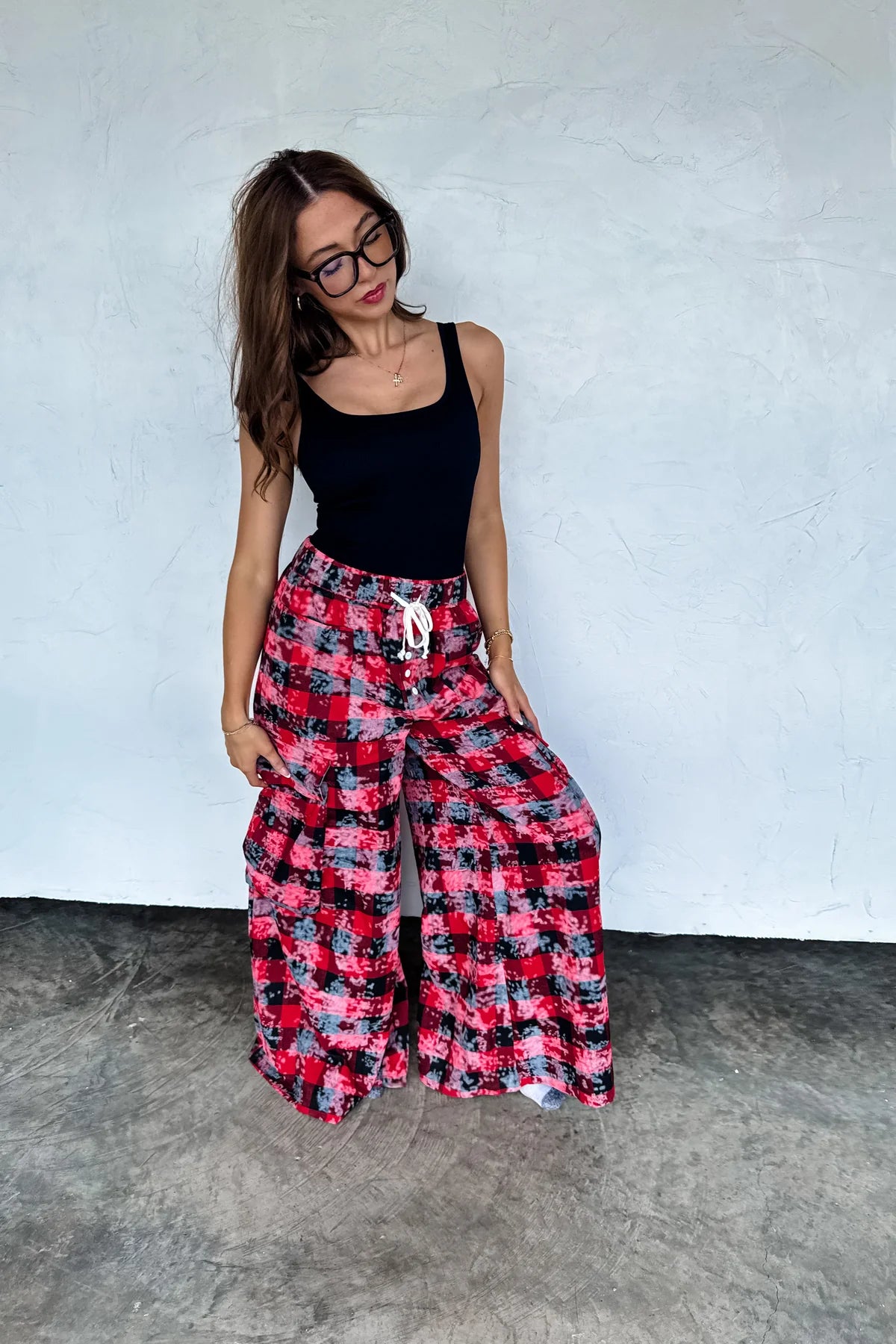 PREORDER: Plaid Behavior Wide Leg Pants