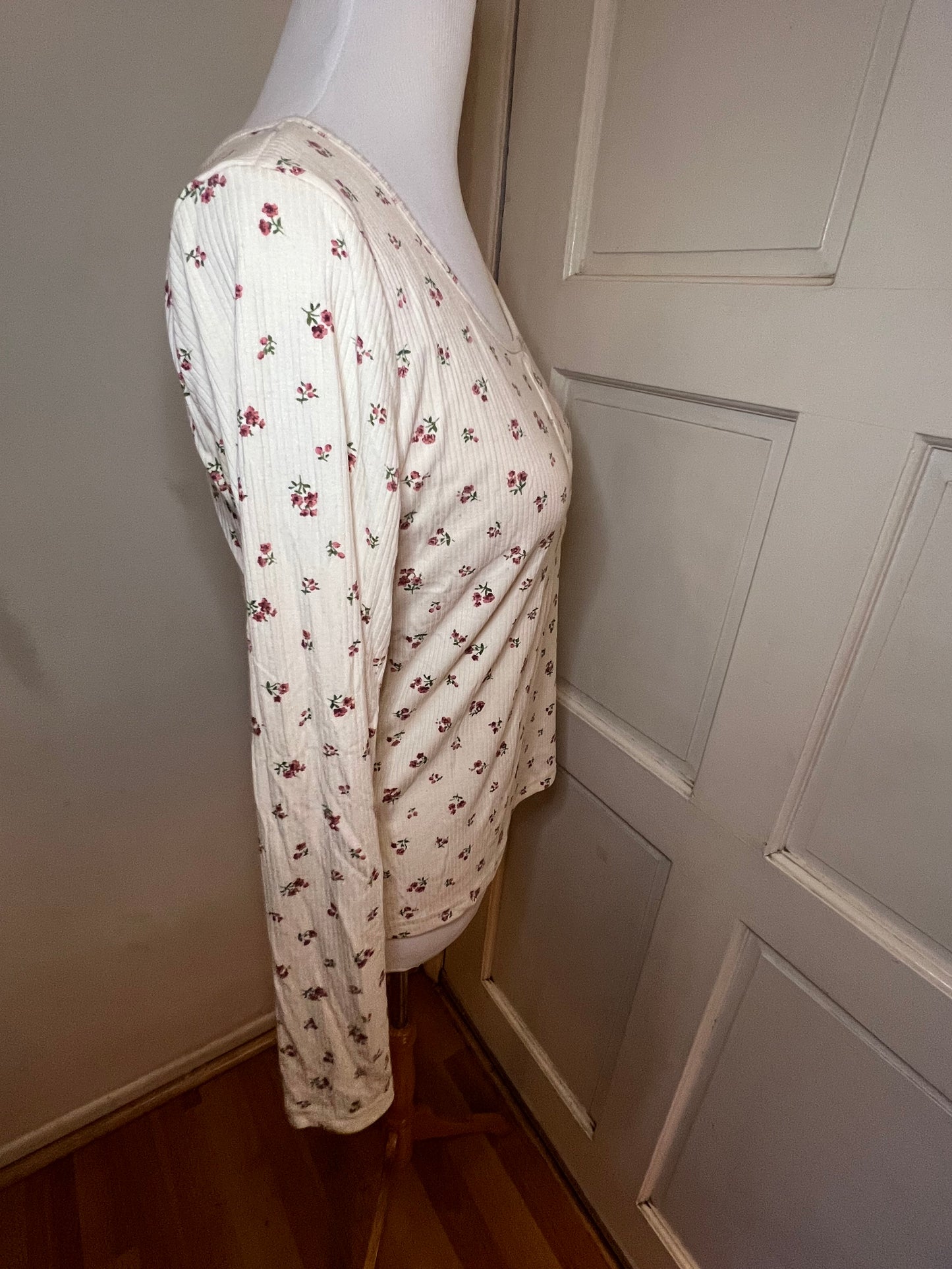 Amber Moon Revival: Built in Bra Pink Floral Thermal Top