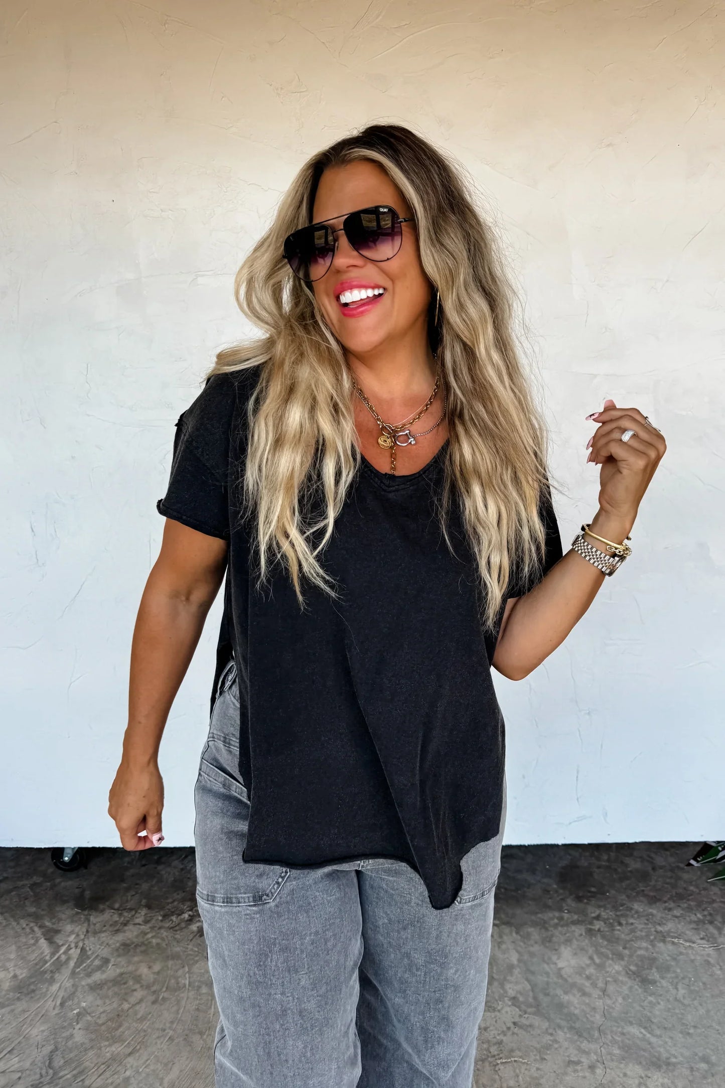 Camo V-Neck Boyfriend Tee