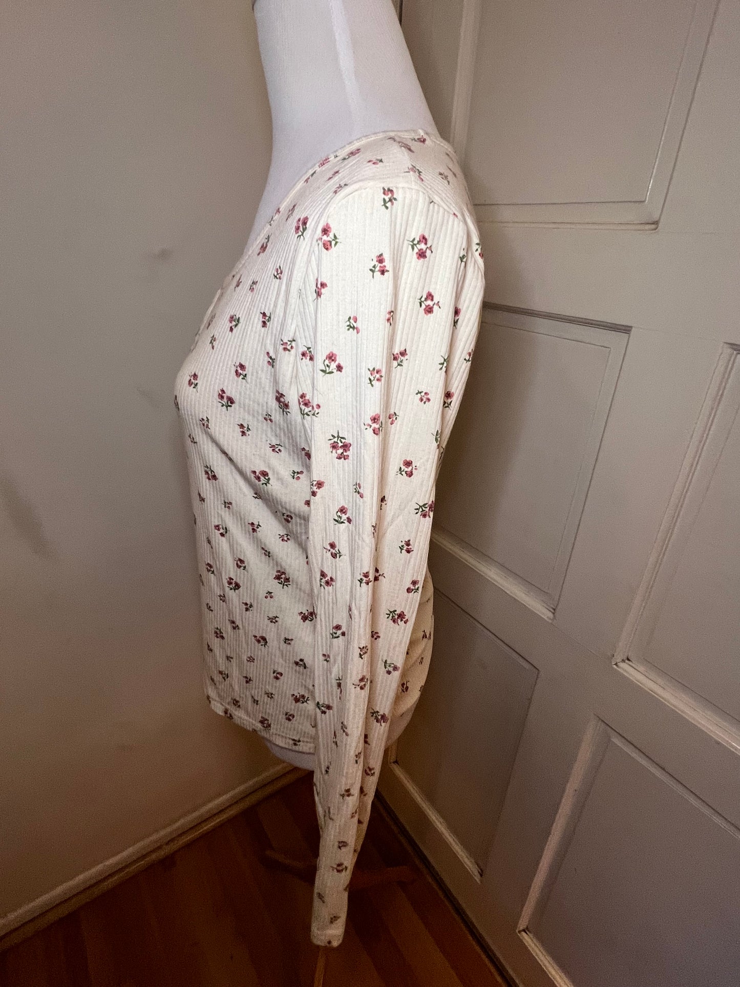 Amber Moon Revival: Built in Bra Pink Floral Thermal Top