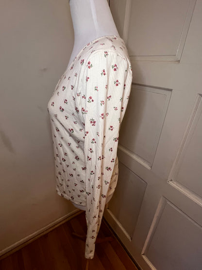 Amber Moon Revival: Built in Bra Pink Floral Thermal Top