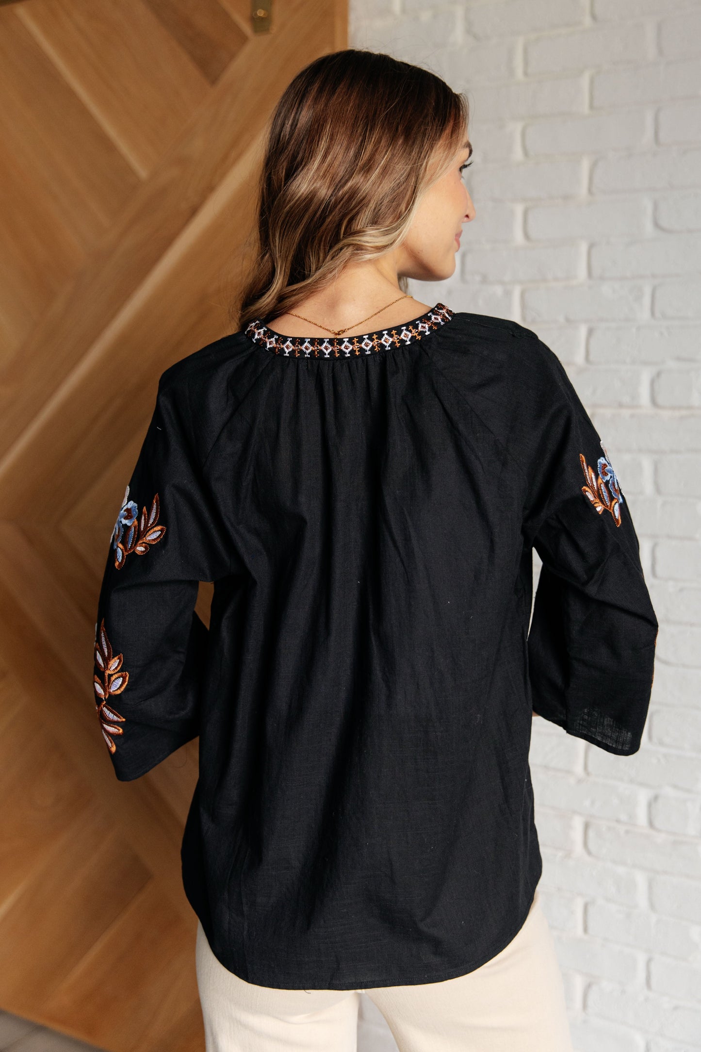 Melee Embroidered V-Neck Blouse