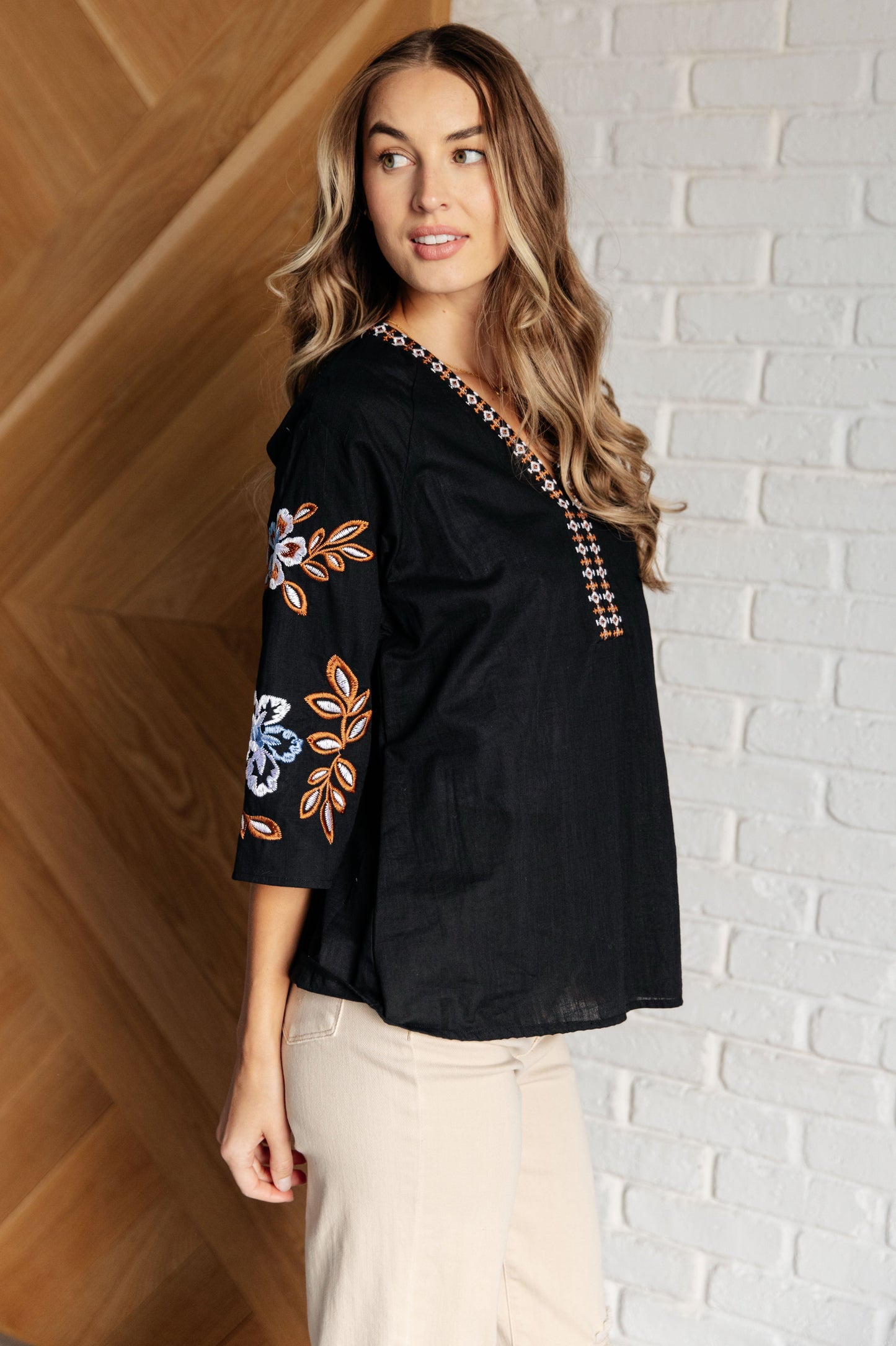 Melee Embroidered V-Neck Blouse