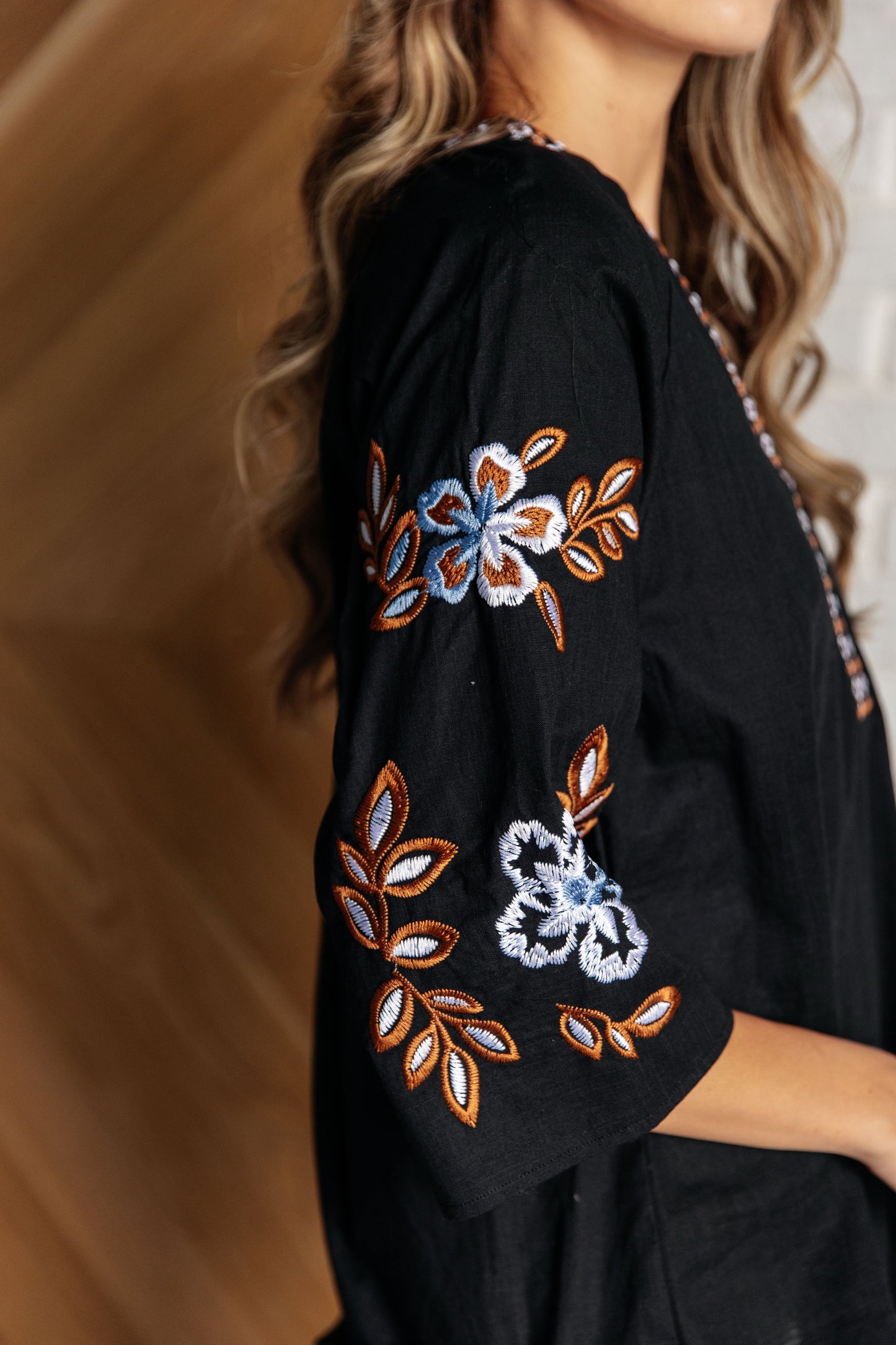 Melee Embroidered V-Neck Blouse