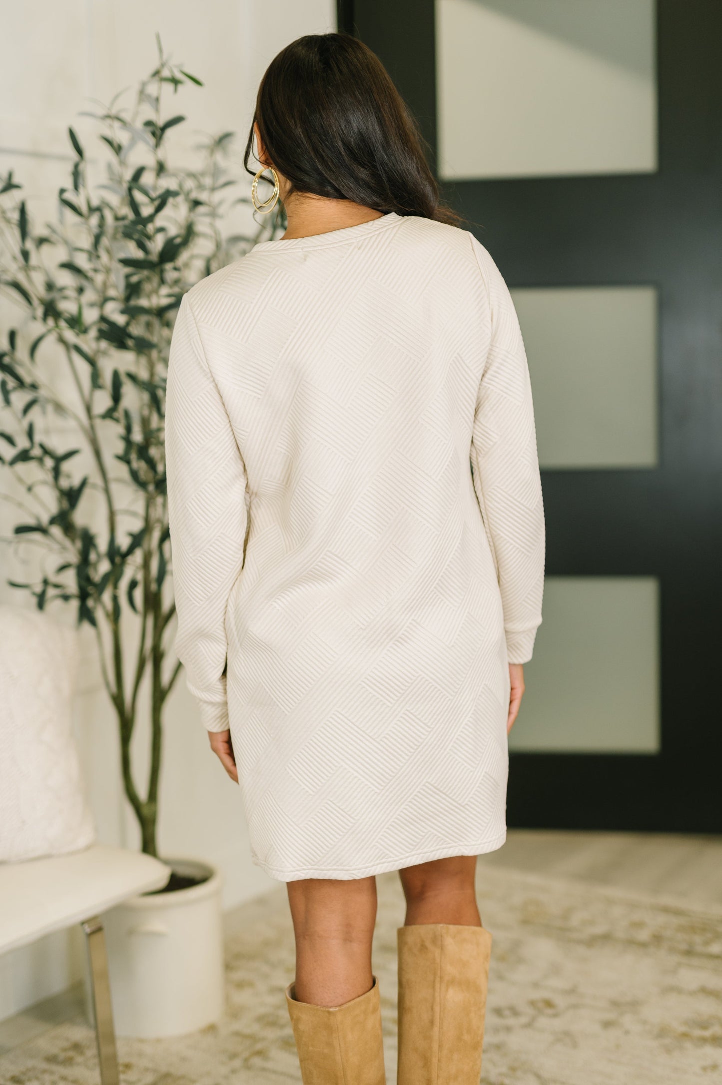 Textured Long Sleeve Dress