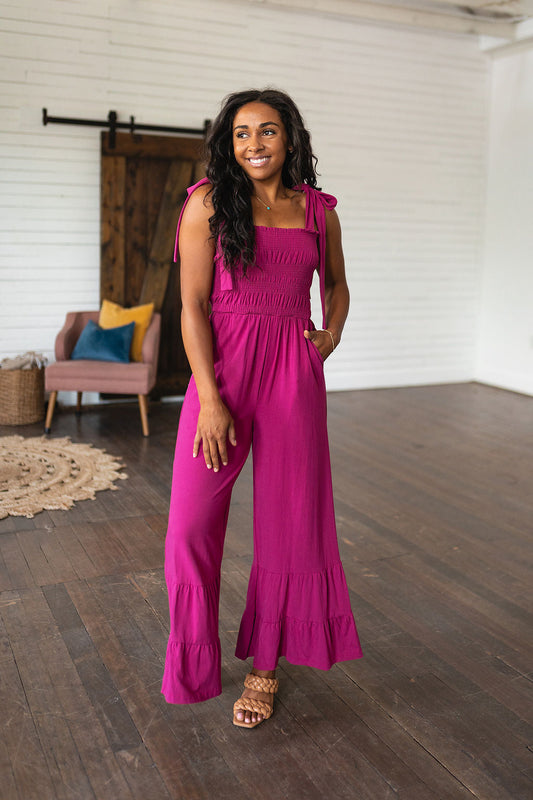 Flared Jumpsuit in Fuchsia