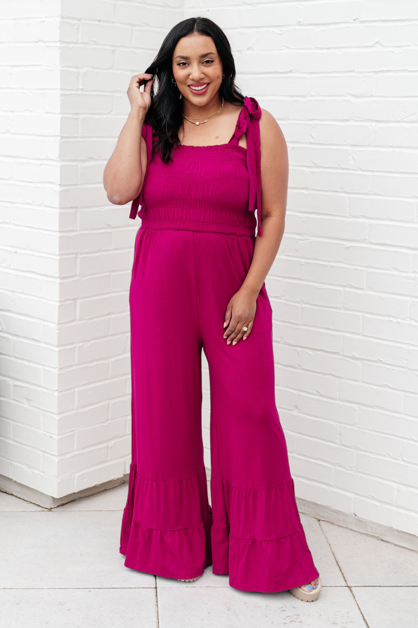 Flared Jumpsuit in Fuchsia