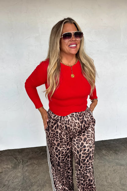 PREORDER: Haddie Silky Leopard Wide Leg Pants