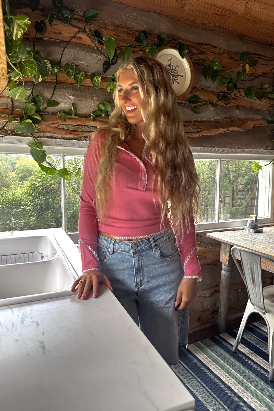 PREORDER: Rosie Lace Henley Top
