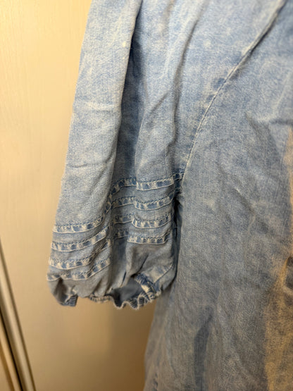 Amber Moon Revival: Chambray Puff Sleeve Peasant Blouse NWT