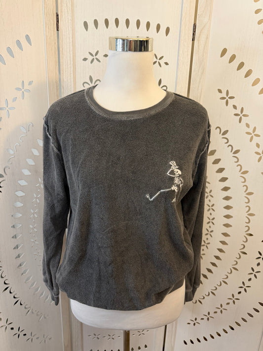 Amber Moon Revival: Organic Cotton Grateful Dead Dancing Skeleton Terry Sweatshirt