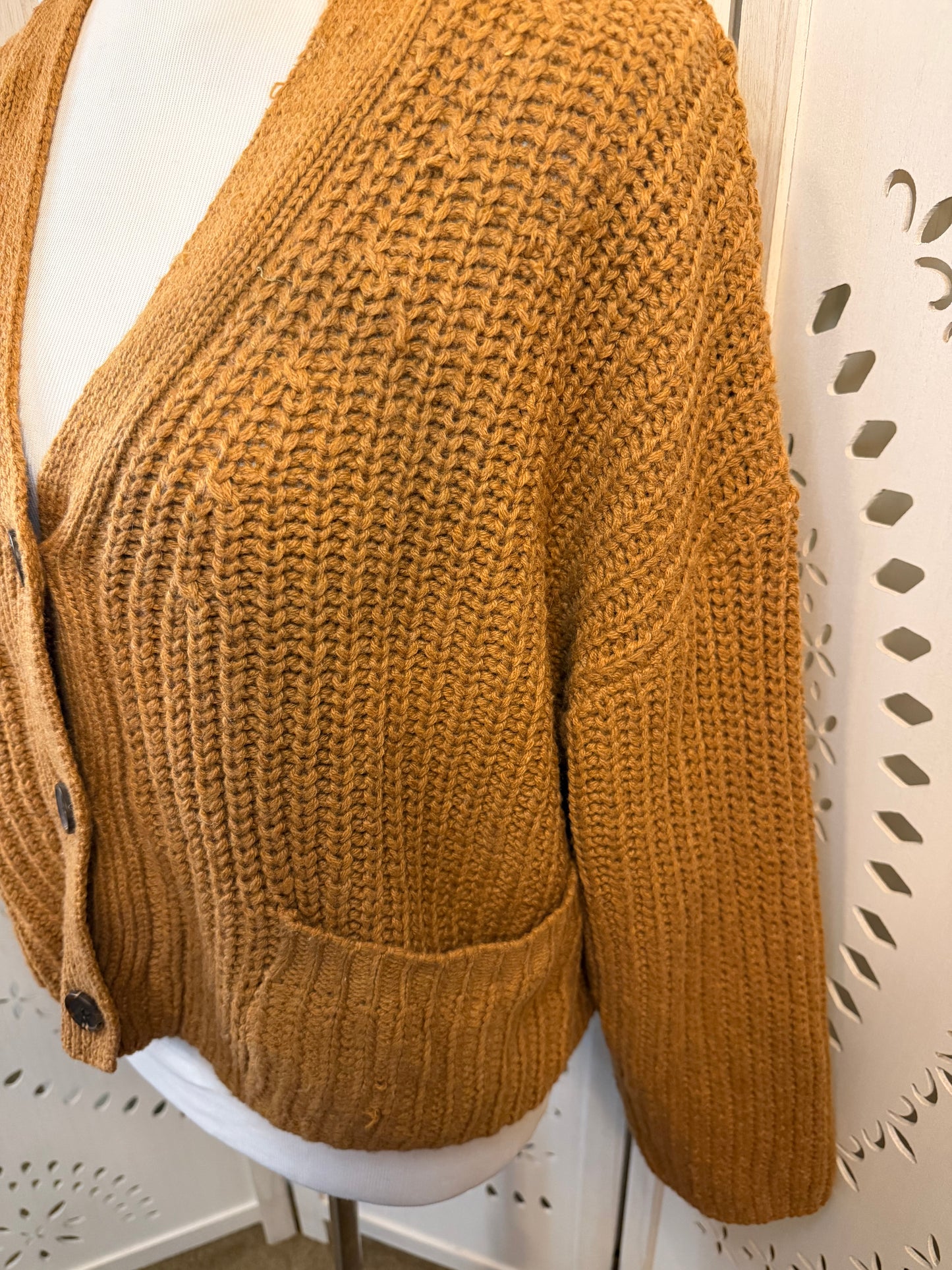 Amber Moon Revival: Chunky Camel Buttoned Cardigan