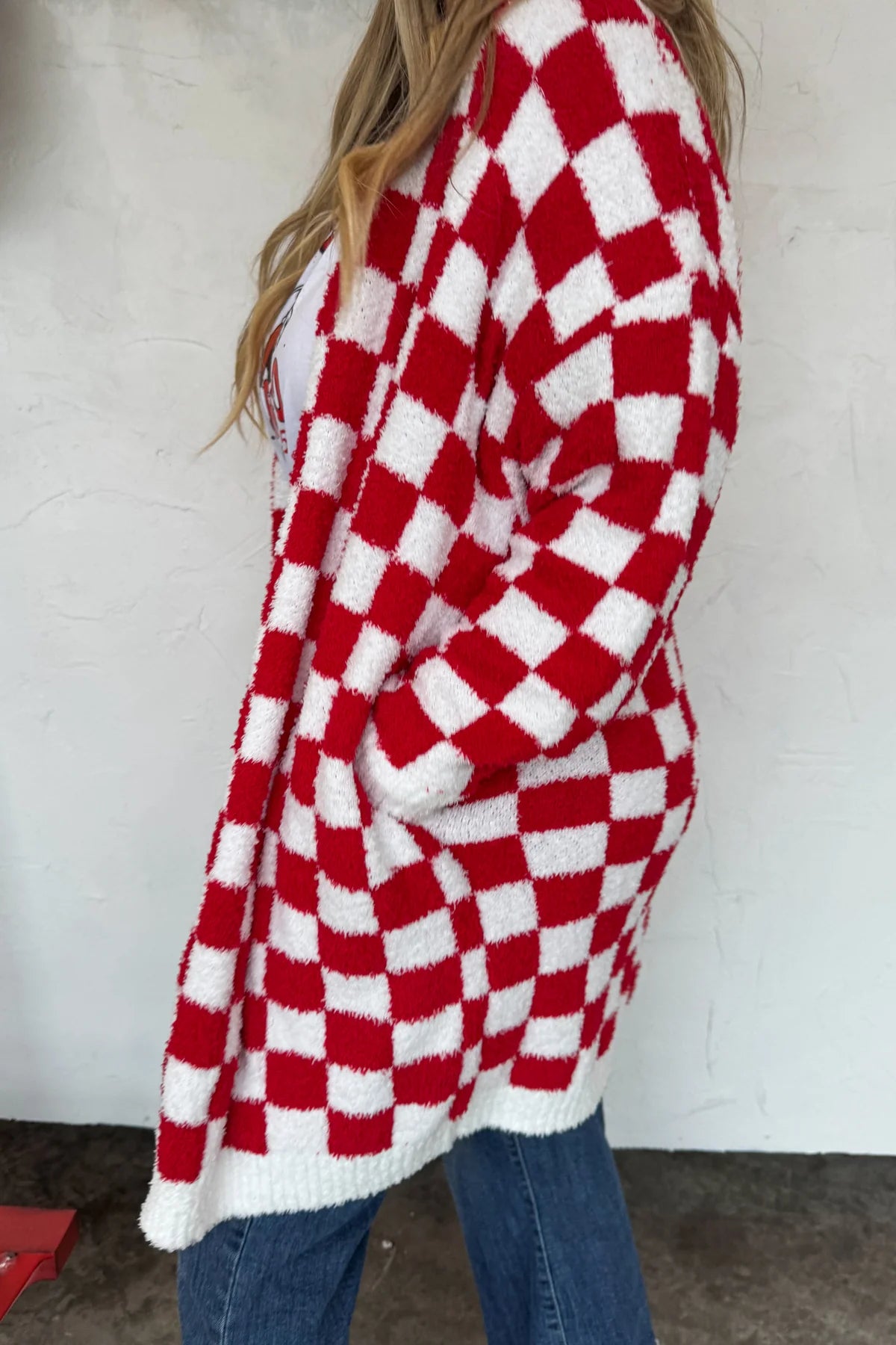 Red Checker Cloud Cardigan
