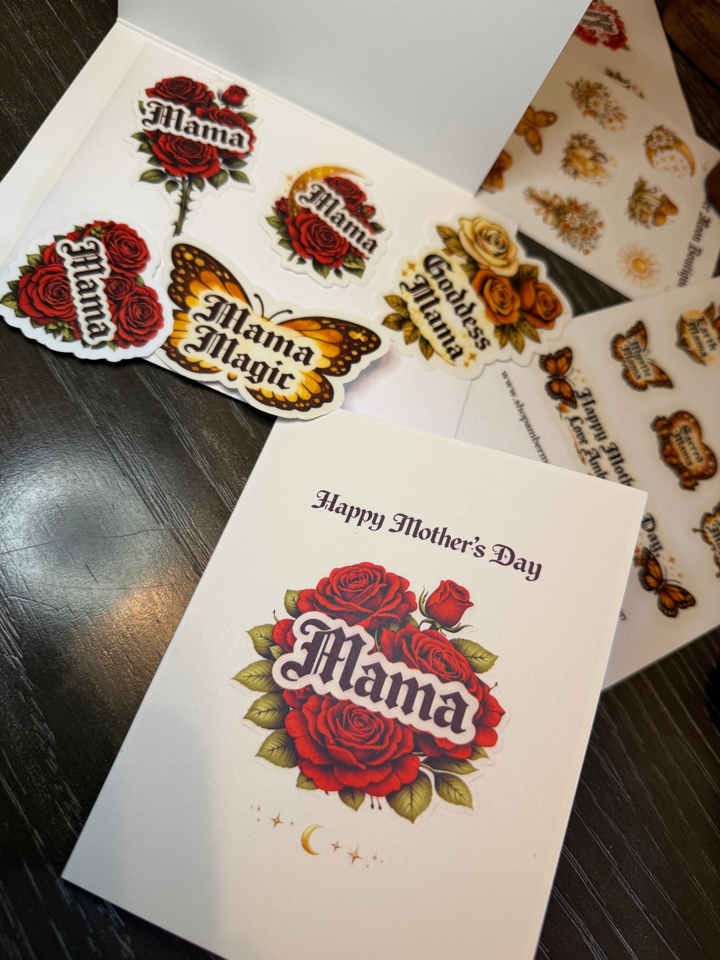 Amber Moon Rose Tattoo Mother’s Day Card