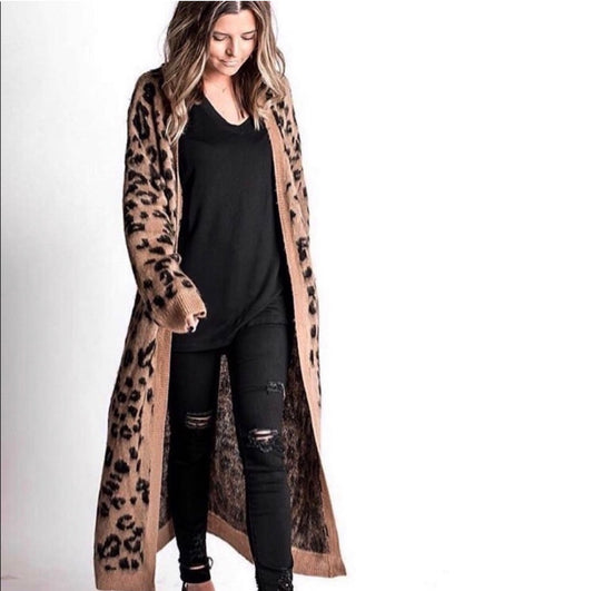 Amber Moon Revival: Long Leopard Cardigan Duster