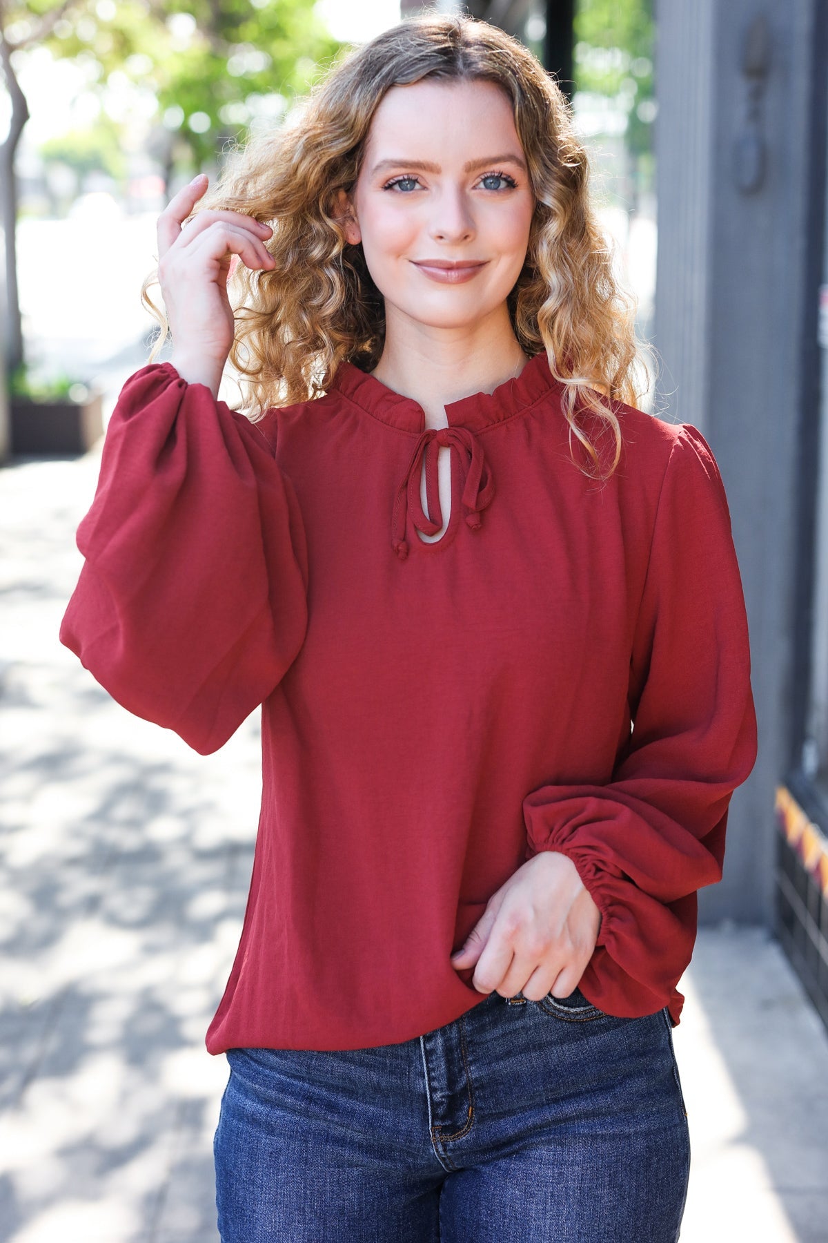 Burgundy Frill Top