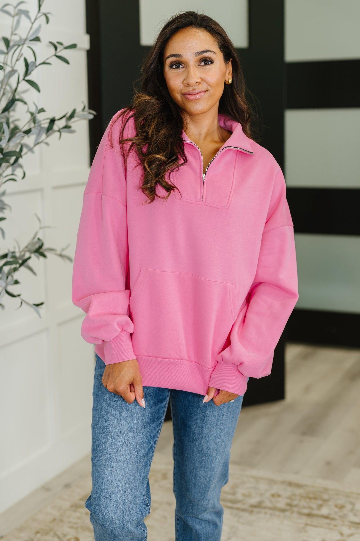 Half Zip Pullover in Pink