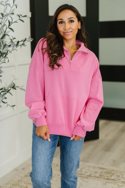 Half Zip Pullover in Pink
