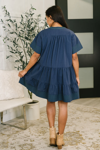Blanket Stitch Detail Cotton Dress