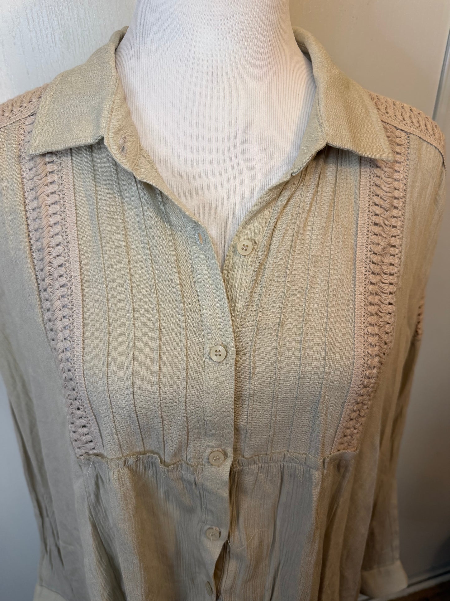 Amber Moon Revival: Crochet Panel Button Down NWT