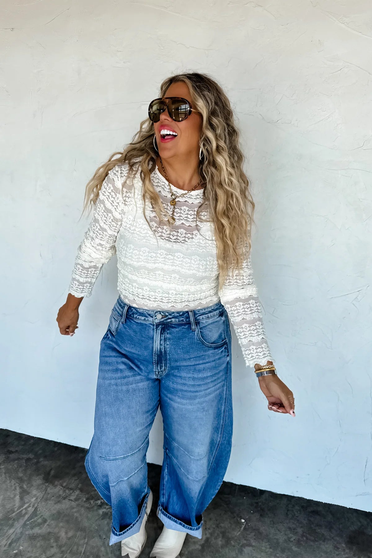 PREORDER: Long Sleeve Rosalie Lace Top