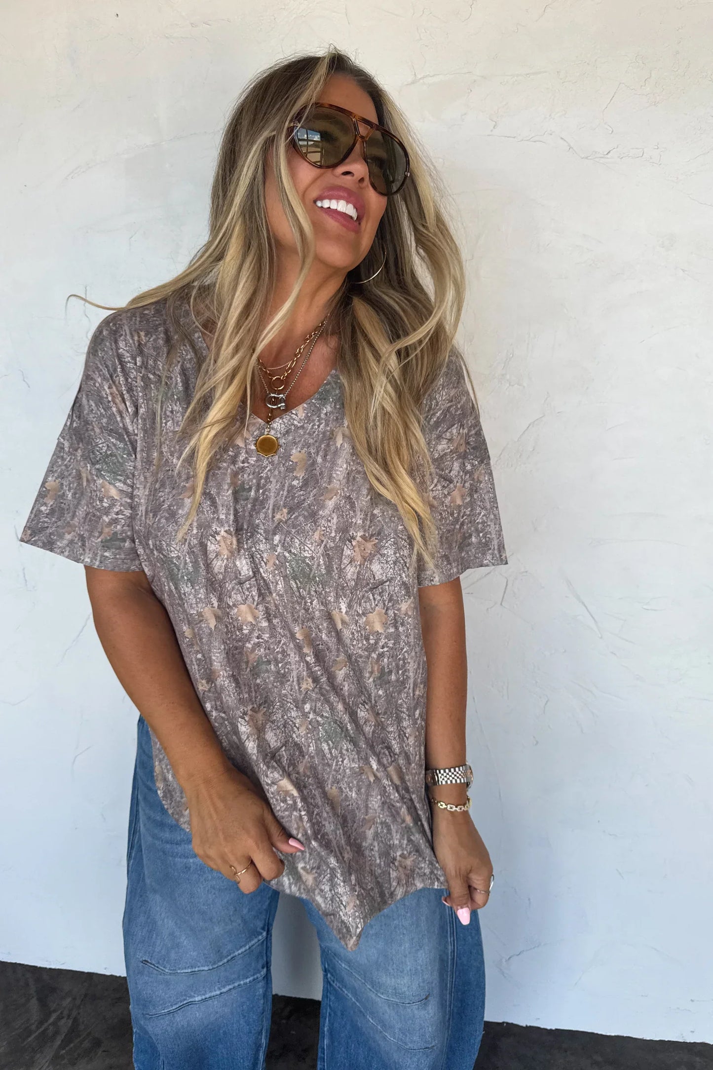 Camo V-Neck Boyfriend Tee