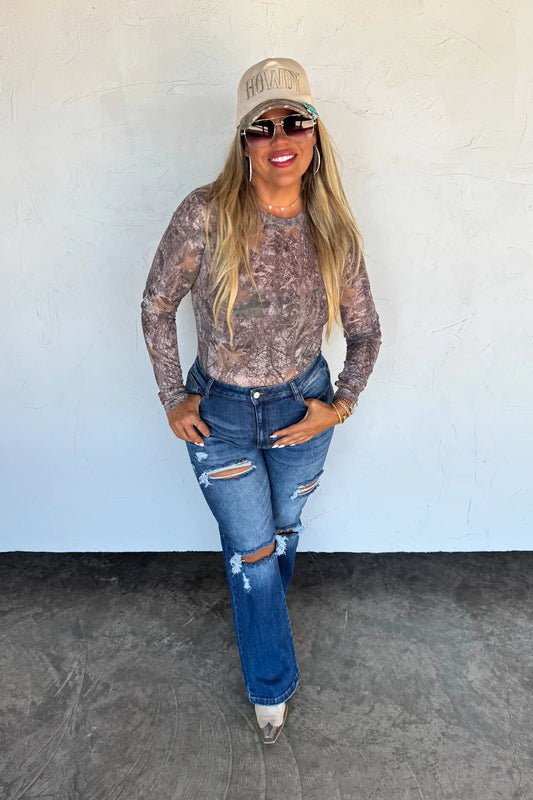 PREORDER: Camo Mesh Top