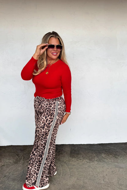 PREORDER: Haddie Silky Leopard Wide Leg Pants