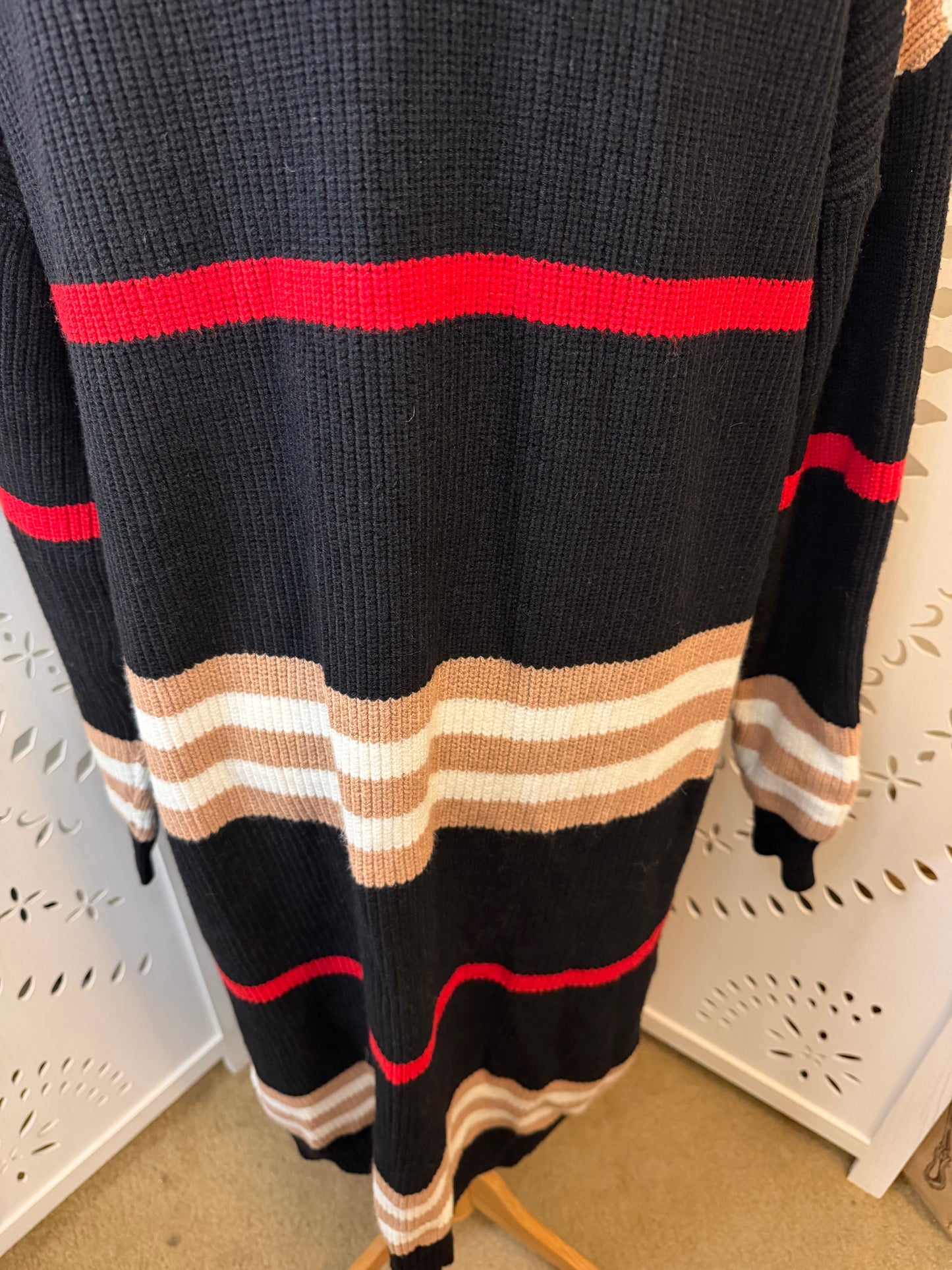 Amber Moon Revival: NWT Heavyweight Striped Colorblocked Long Cardigan Sweater