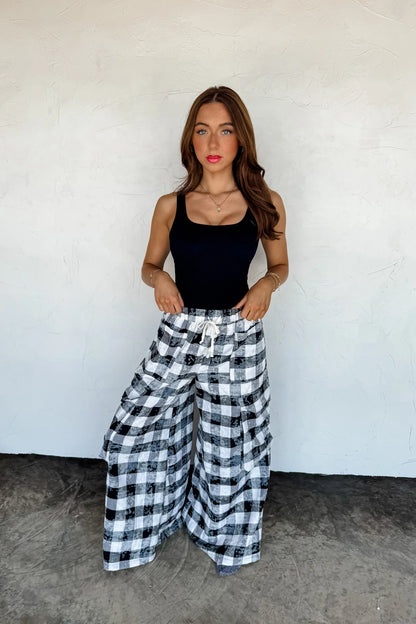 PREORDER: Plaid Behavior Wide Leg Pants