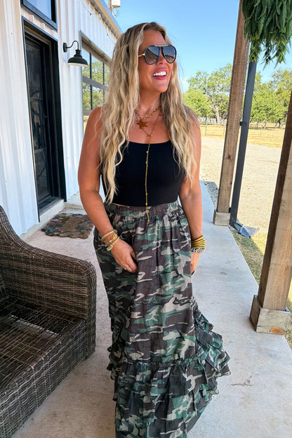 PREORDER: Hidden Gem Camo Maxi Skirt