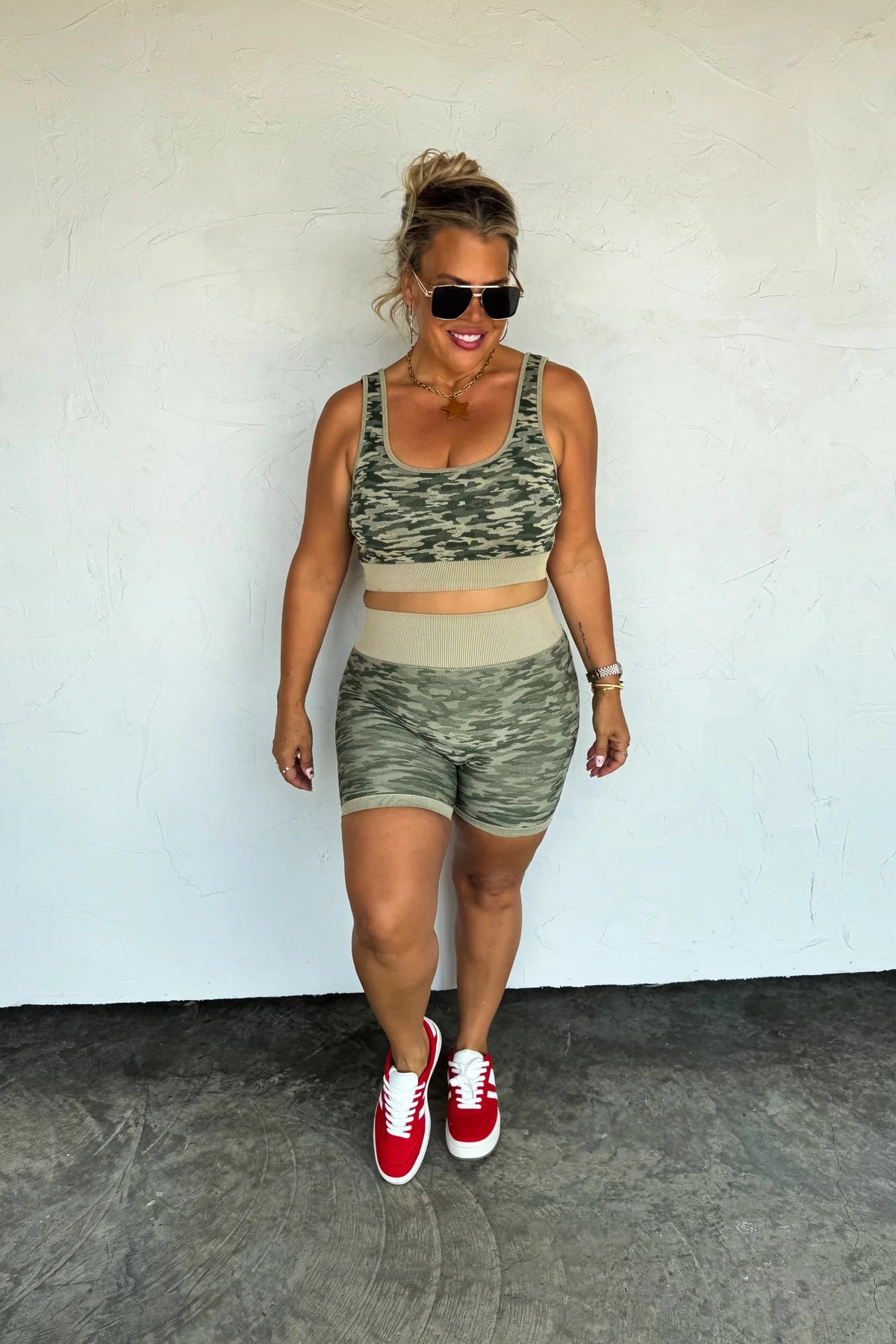 Camo Bra & Biker Short Set