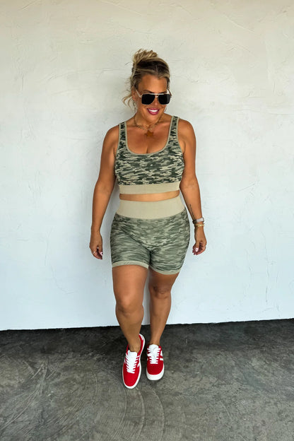 Camo Bra & Biker Short Set