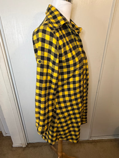 Amber Moon Revival: Yellow and Black Plaid Flannel Tunic - 100% Cotton