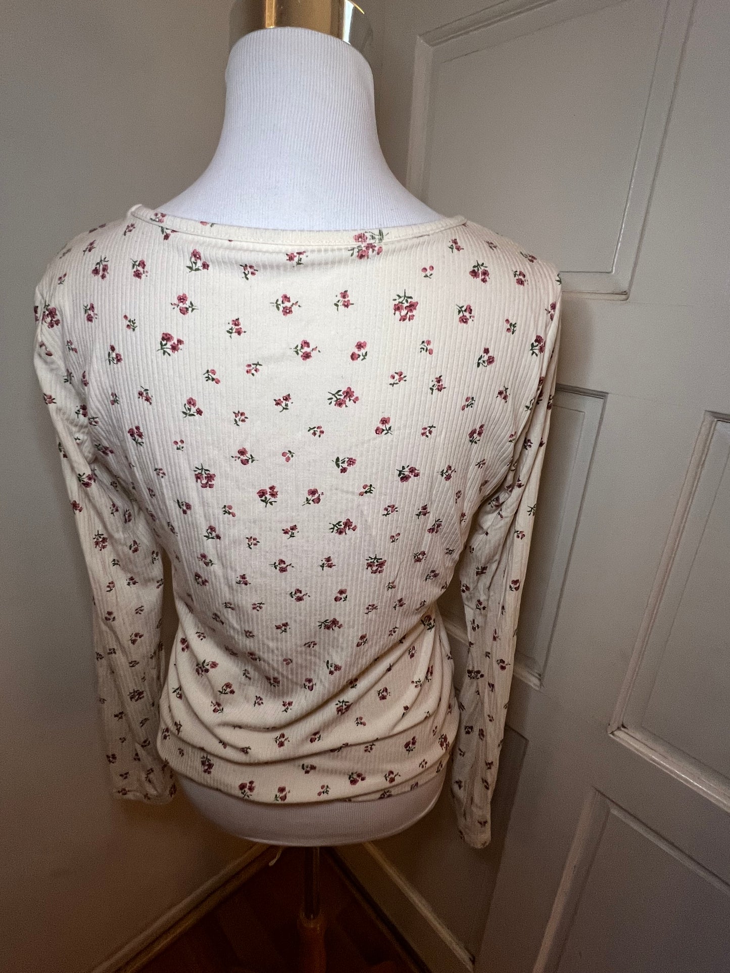 Amber Moon Revival: Built in Bra Pink Floral Thermal Top