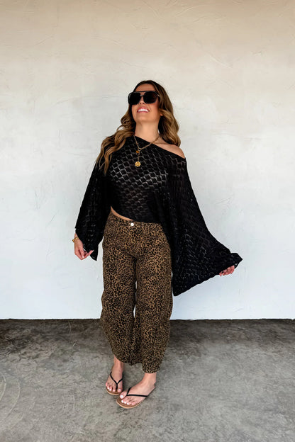 PREORDER: Bex Cheetah Stretchy Barrel Jeans